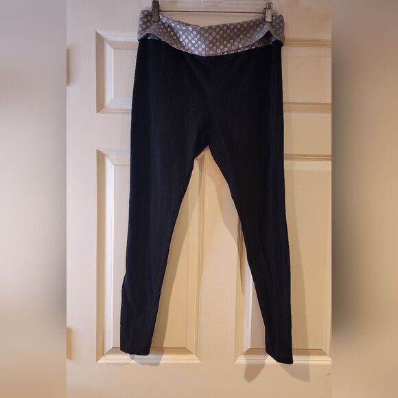 No Boundaries black and gray silver sparkle foldover skinny leggings L - Picture 1 of 4